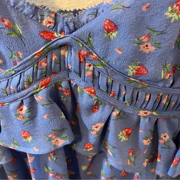 Joie Silk Blue Floral Ruffle Babydoll Camisole - Picture 5 of 11